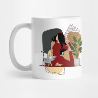 Woman Yoga sutra pose silhouette & cat | Passion Mug